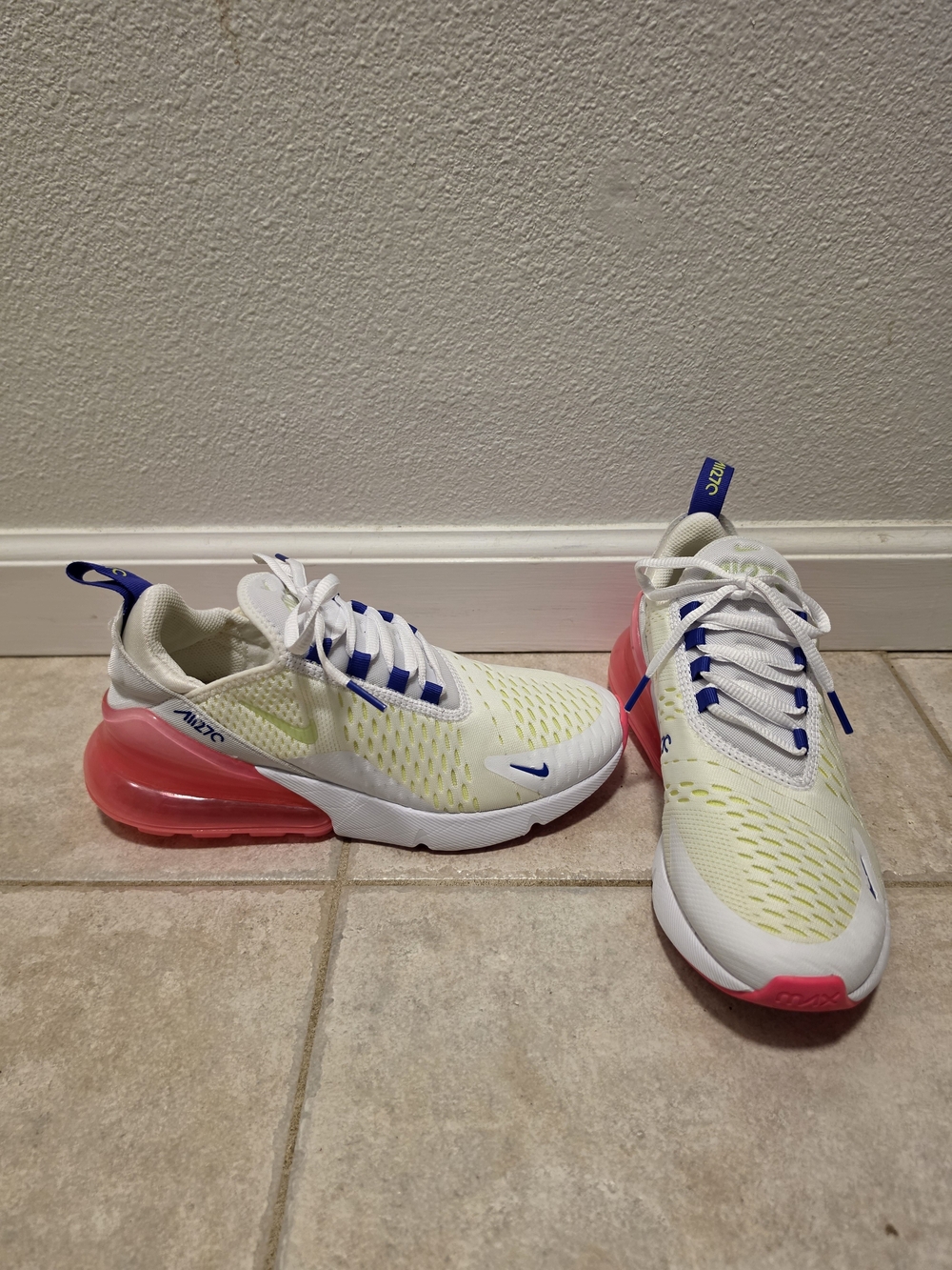 Nike Air Max 270 White Yellow with Pink Heel